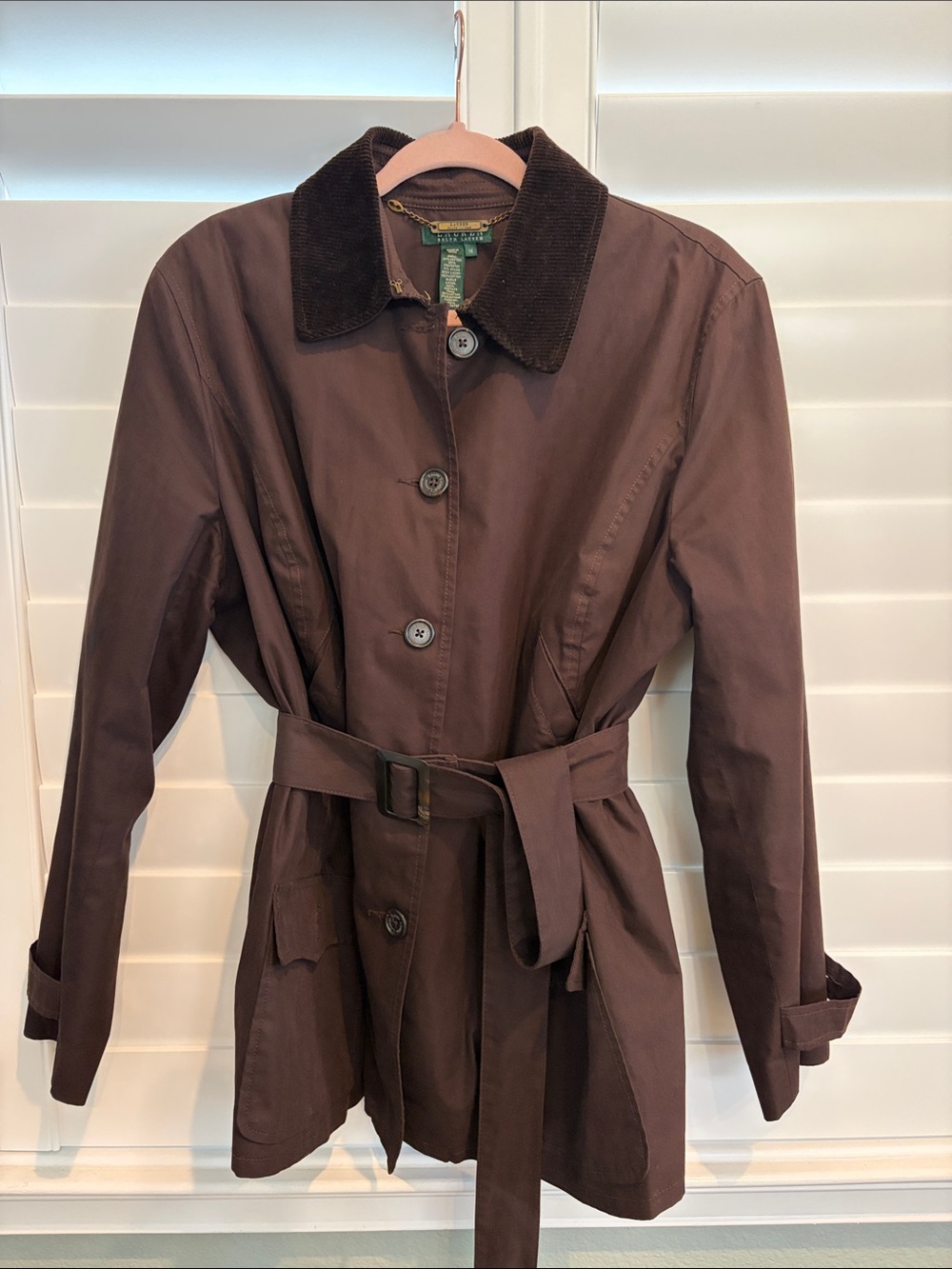 Ralph Lauren Women's Dark Brown Belted Trench Coat